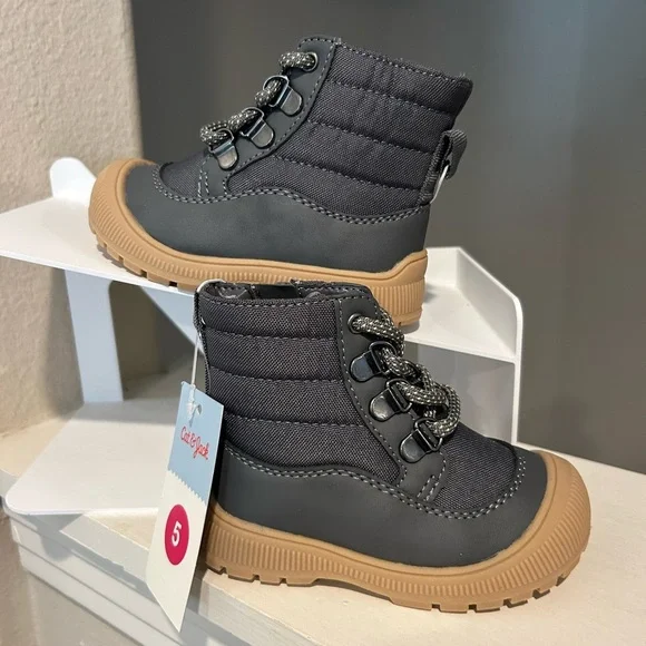 Cat and Jack Boys/Girls Charcoal Gray Fox Boots Toddler Size 5 - Picture 1 of 9